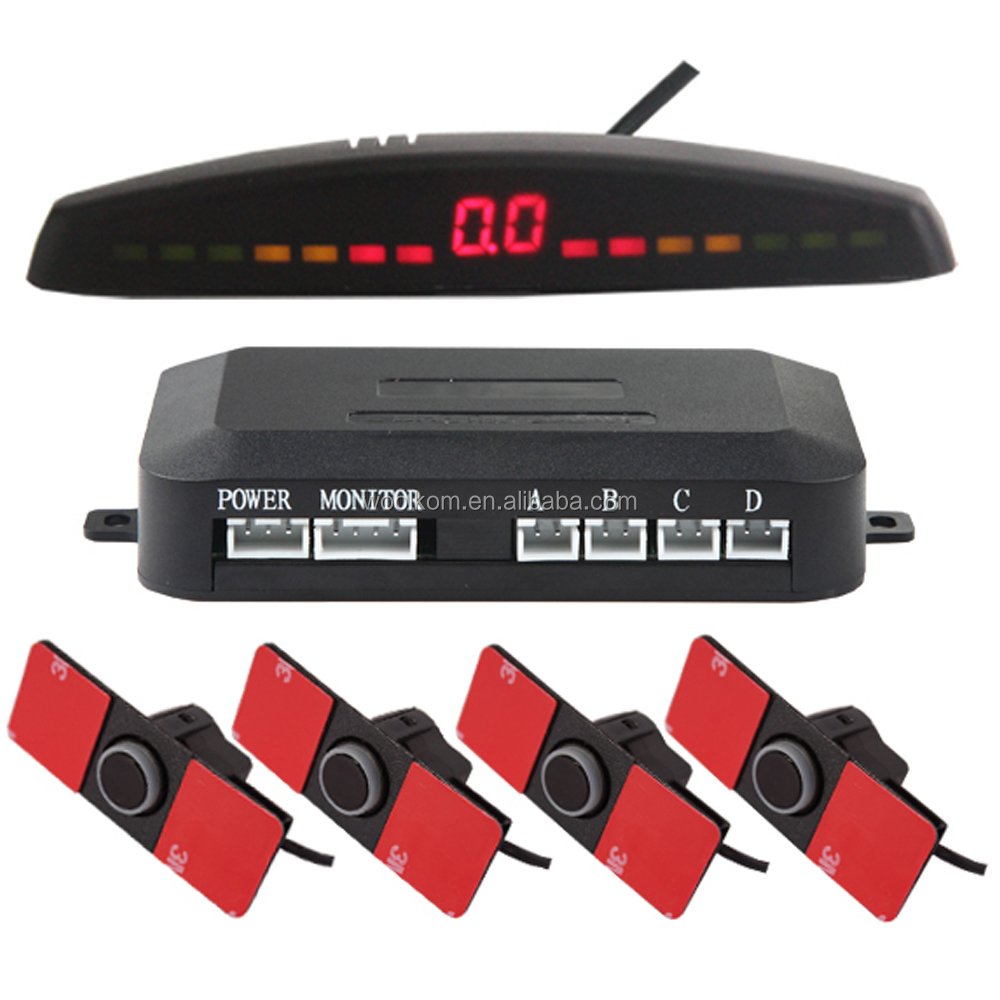 Woolkom Buzzer BIBI Alarm Indicator Car Parking Sensor Kit LED Display 4 Rear Front View Reverse Backup Radar System